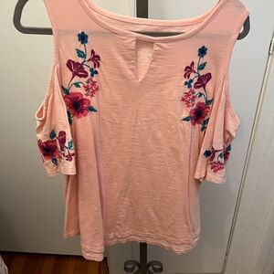 Floral Embroidered Pink Top